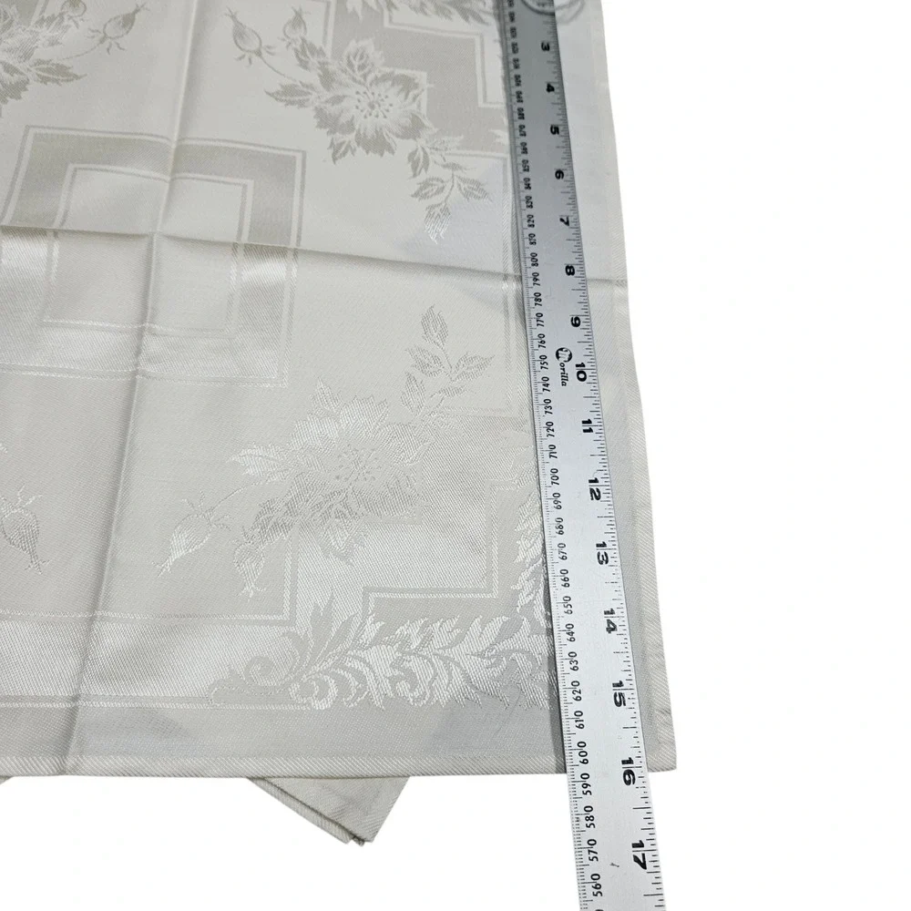 Set of 5 Damask Napkins Cotton Rayon Floral White Neutral Dinner Party‎ Japan